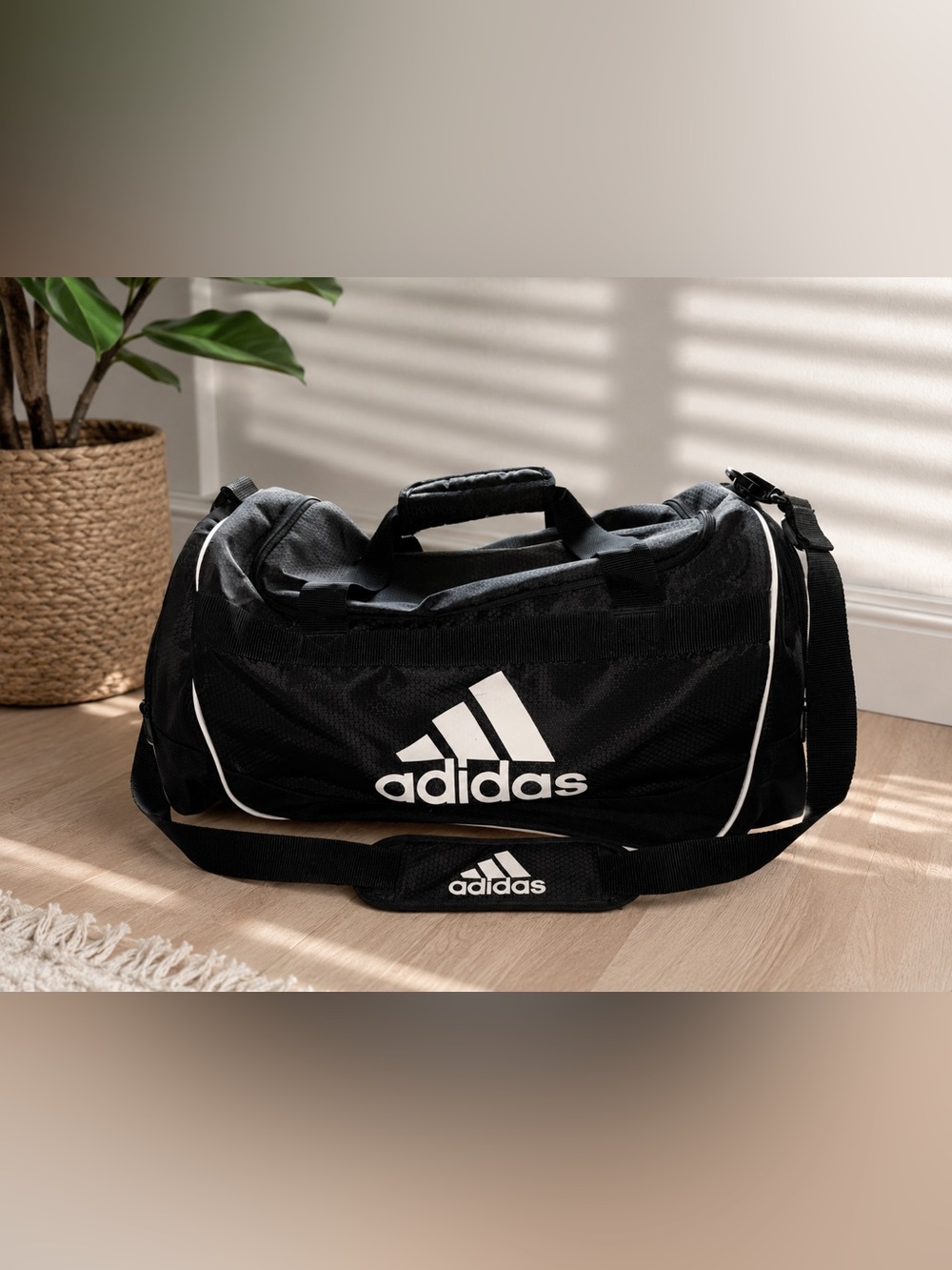adidas black duffel duffle bag